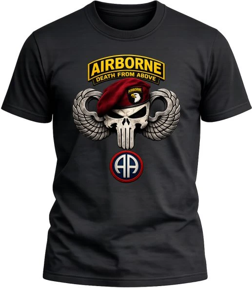 Camiseta Airbone color negro con diseño exclusivo y acabado premium. 