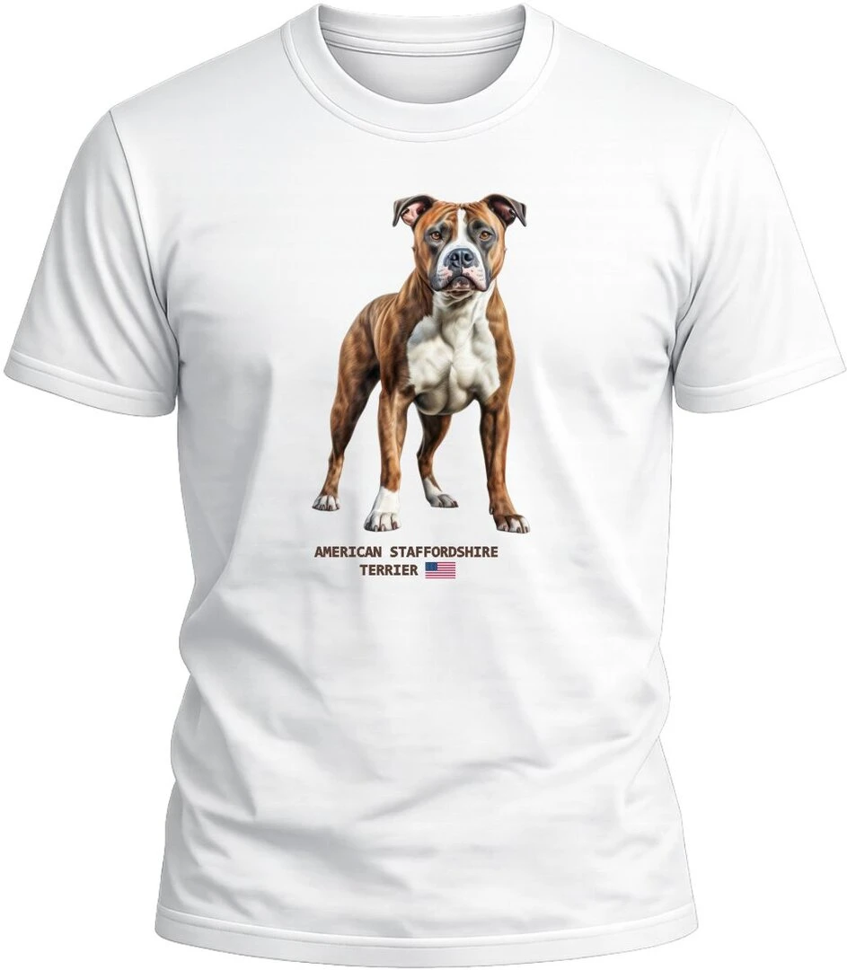 Camiseta American Standfordshire Terrier color blanco con diseño exclusivo y acabado premium. 