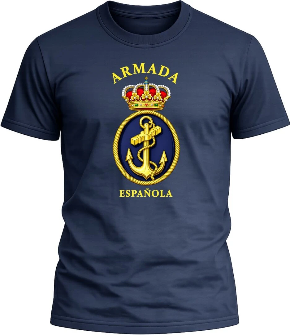 Camiseta Armada Española color azul con diseño militar exclusivo y acabado premium. 