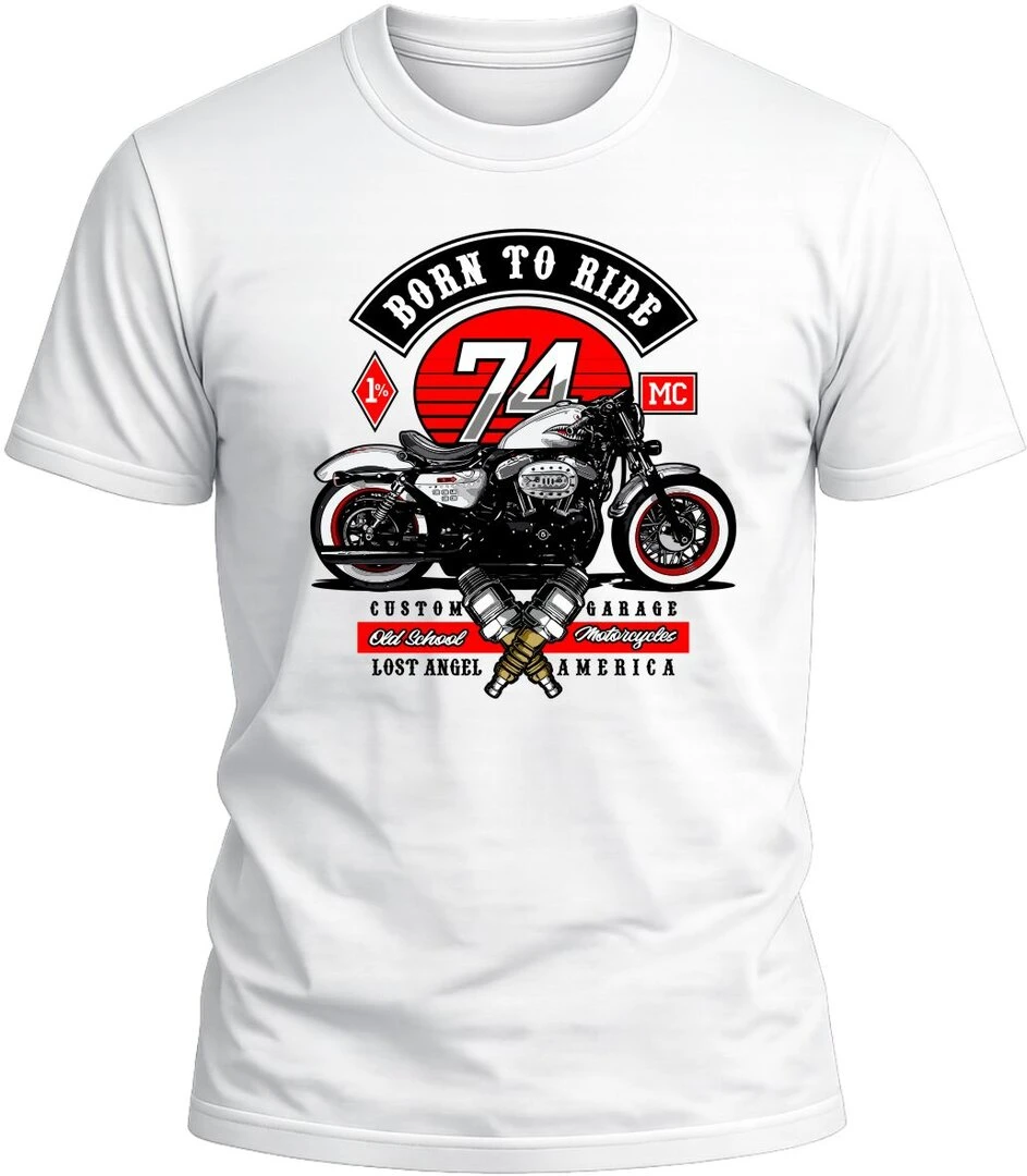 Camiseta Born to Ride Lost Angel America color blanco con diseño exclusivo y acabdo premium. 