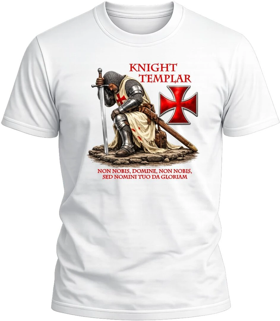 Camiseta Caballero Templario color blanco con diseño exclusivo y acabado premium. 