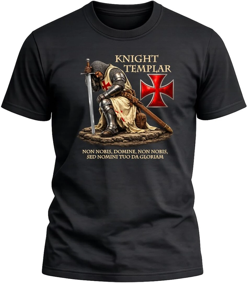Camiseta Caballero Templario color negro con diseño exclusivo y acabado premium.