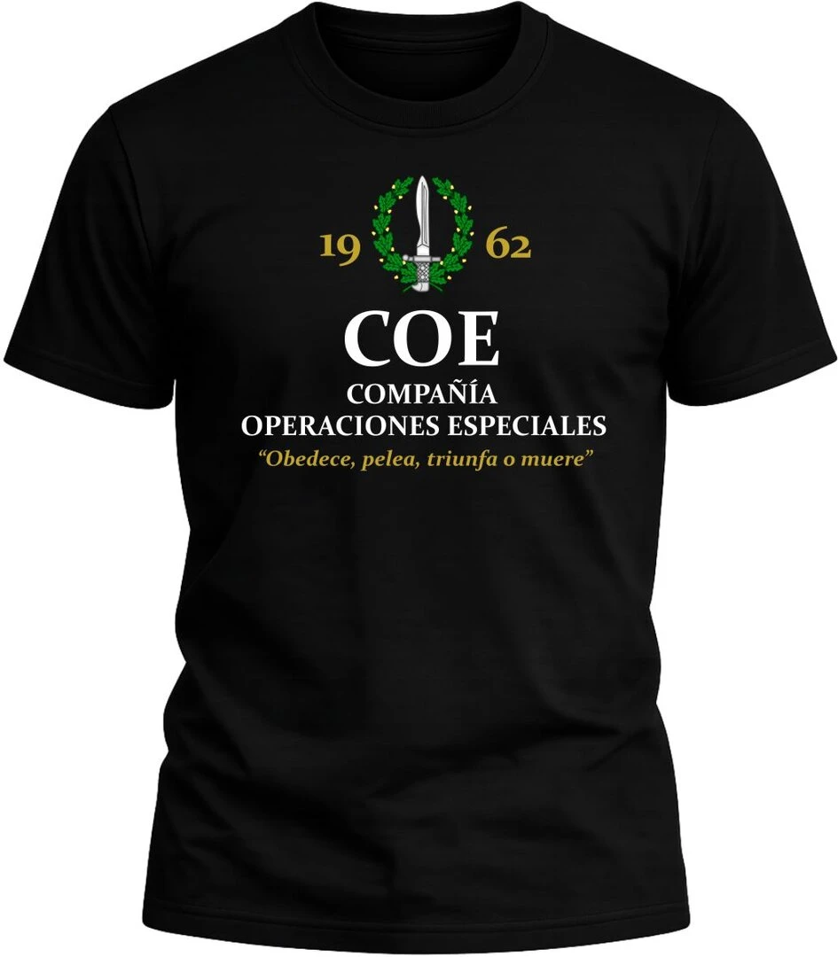 Camiseta Coe 1962 operaciones especiales color negro con diseño militar exclusivo y acabado premium. 