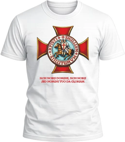 Camiseta Cruz Templaria color blanco con diseño exclusivo y acabado premium. 