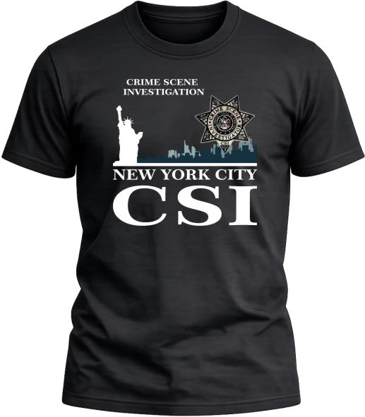 Camiseta CSI New York City color negro con diseño exclusivo y acabado premium. 