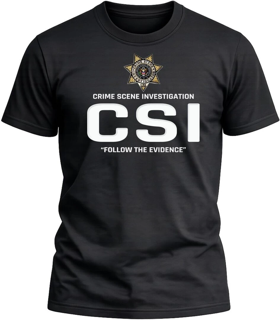 Camiseta CSI color negro con diseño exclusivo y acabado premium. 