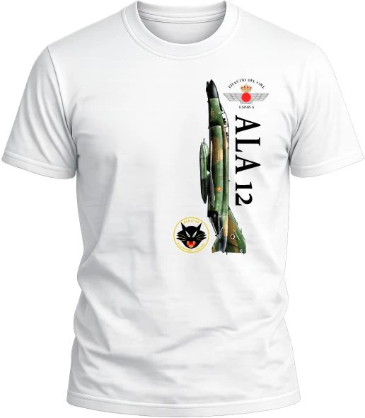 Camiseta Ala 12 del Ejército del Aire color blanco con diseño militar exclusivo y acabado premium.