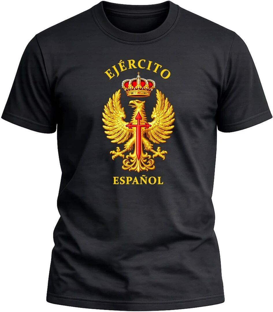 Camiseta Ejército Español color negro con diseño militar exclusivo y acabado premium. 