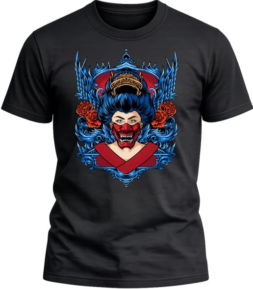 Camiseta Geisha color negro con diseño exclusivo y acabado premium. 