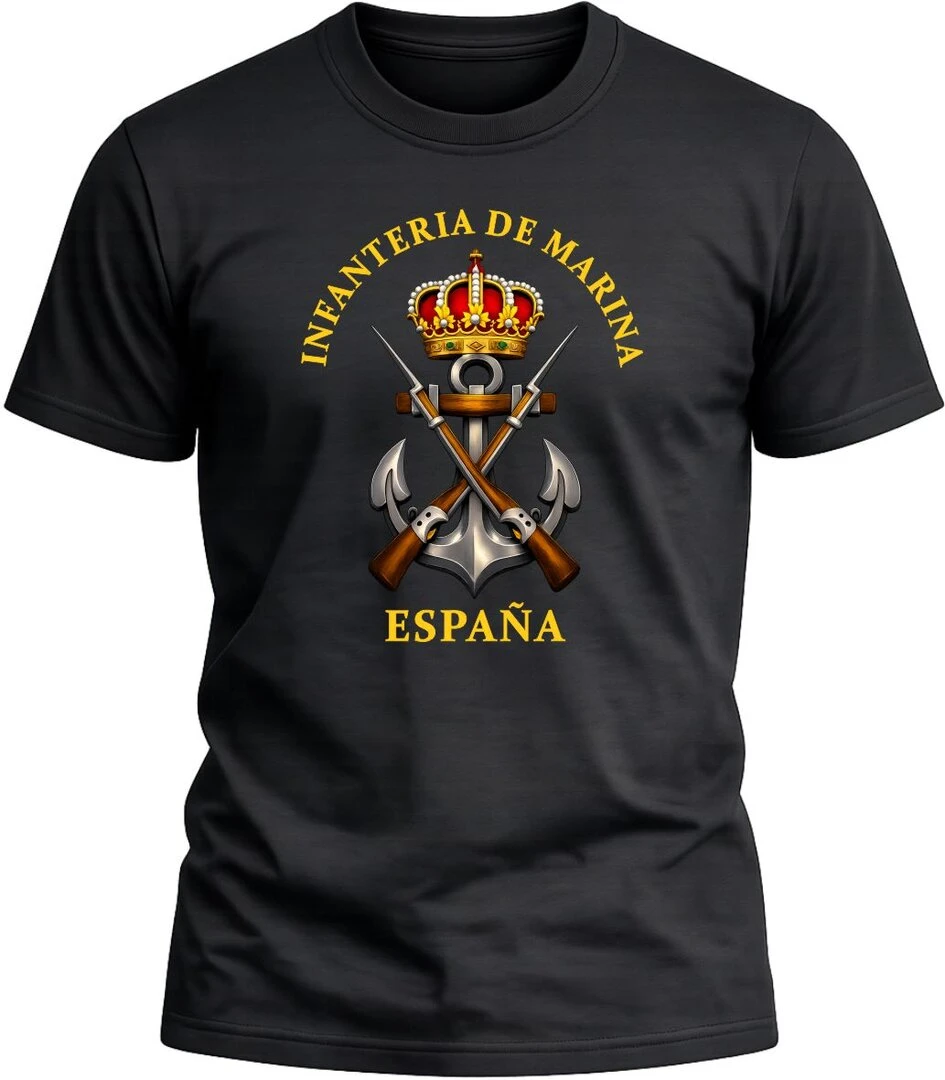 Camiseta Infantería de Marina color negro con diseño exclusivo militar y acabado premium. 