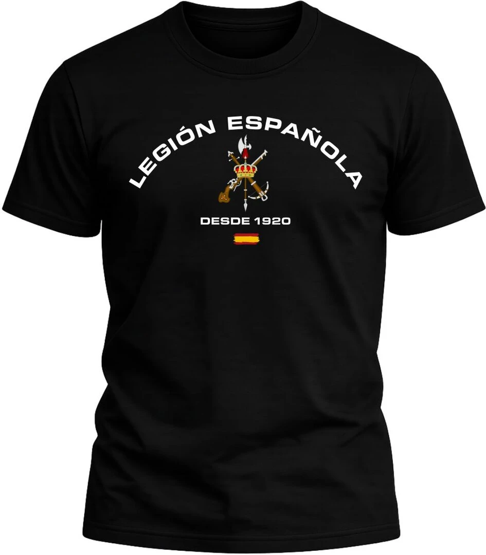 Camiseta Legión Española desde 1920 color negro con diseñp militar exclusivo y acabado premium.