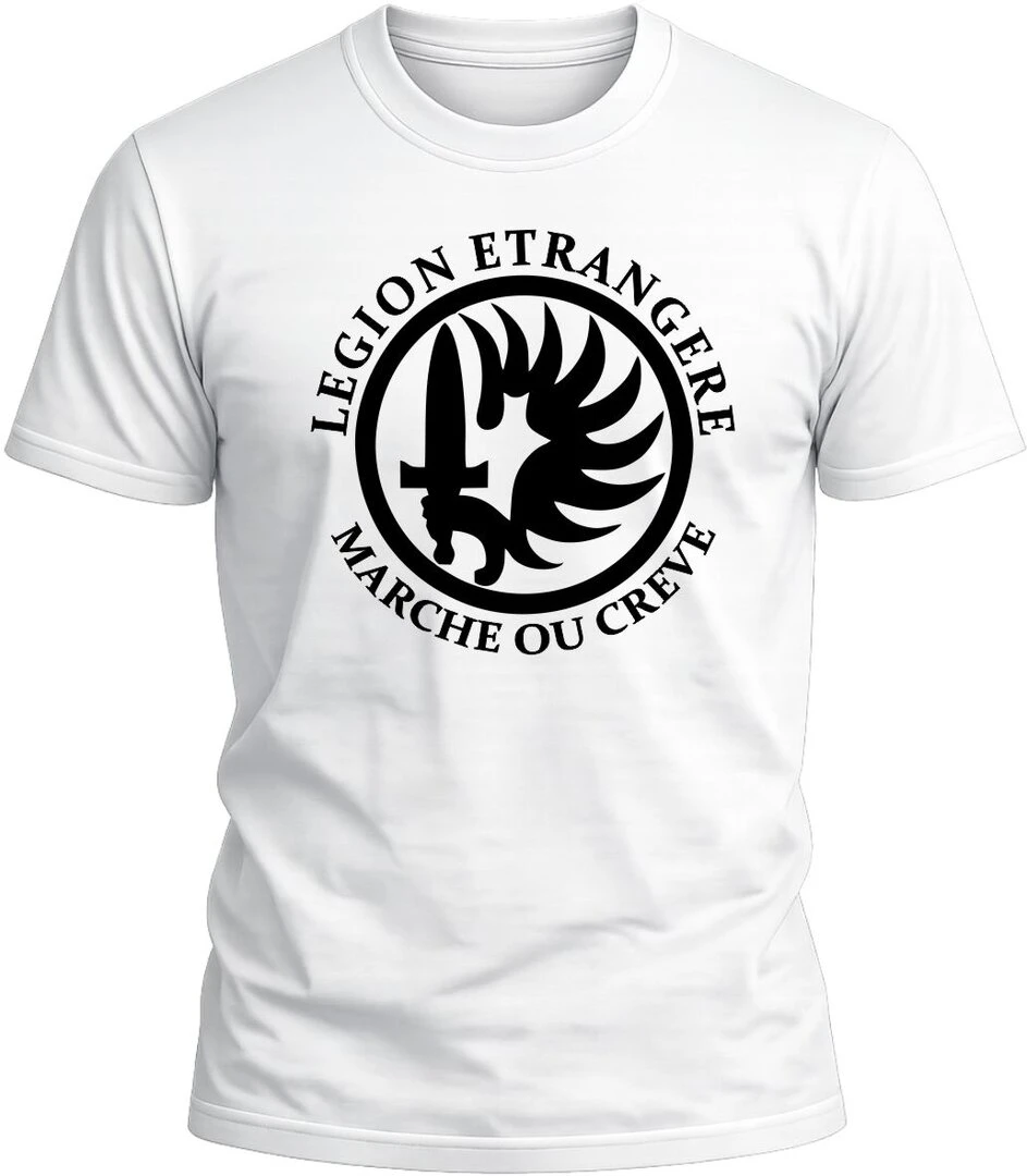 Camiseta Legion Etrangere Marche ou Creve color blanco con diseño exclusivo y acabado premium. 