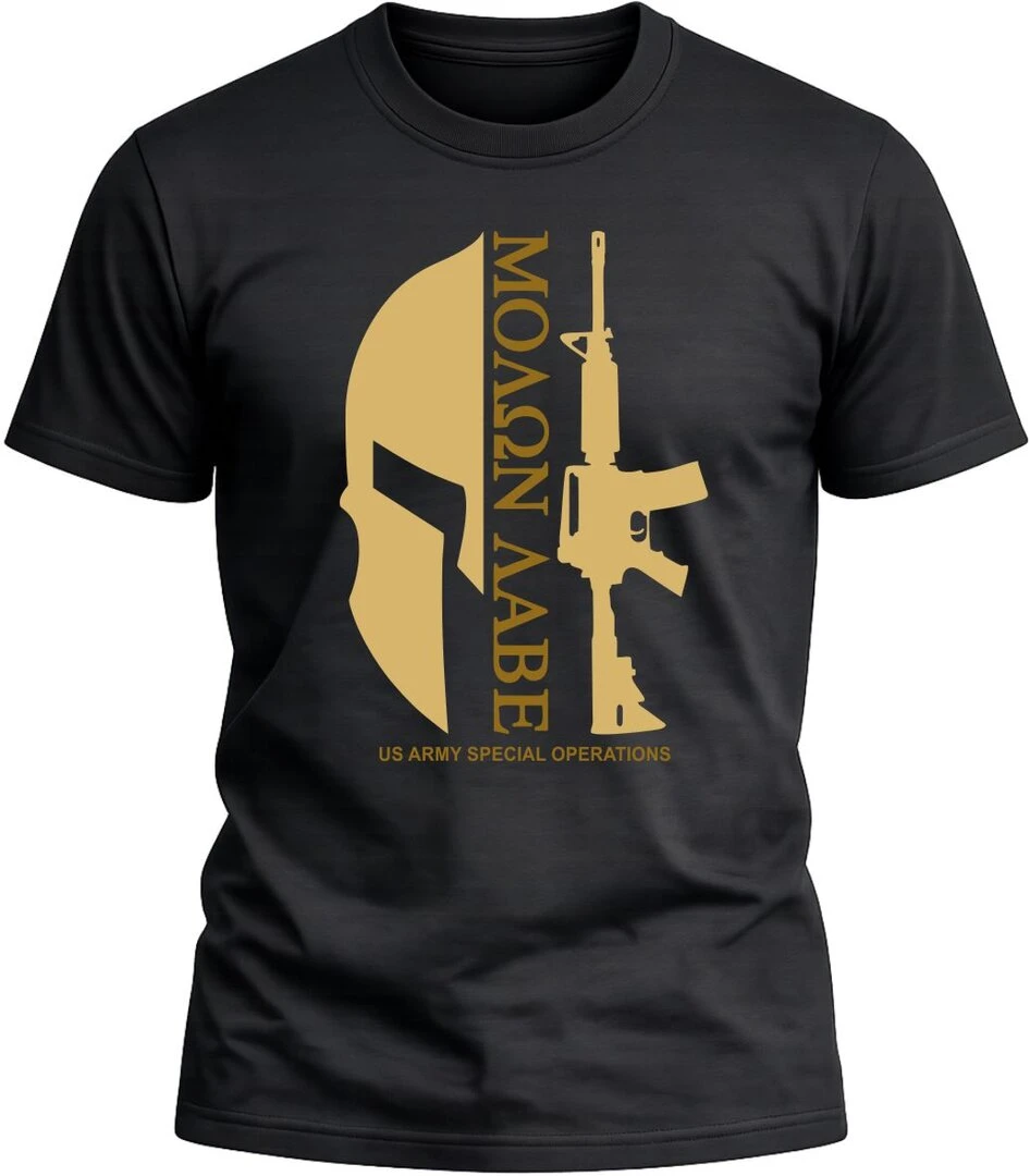 Camsieta Molon Labe color negro con diseño exclusivo y acabado premium. 