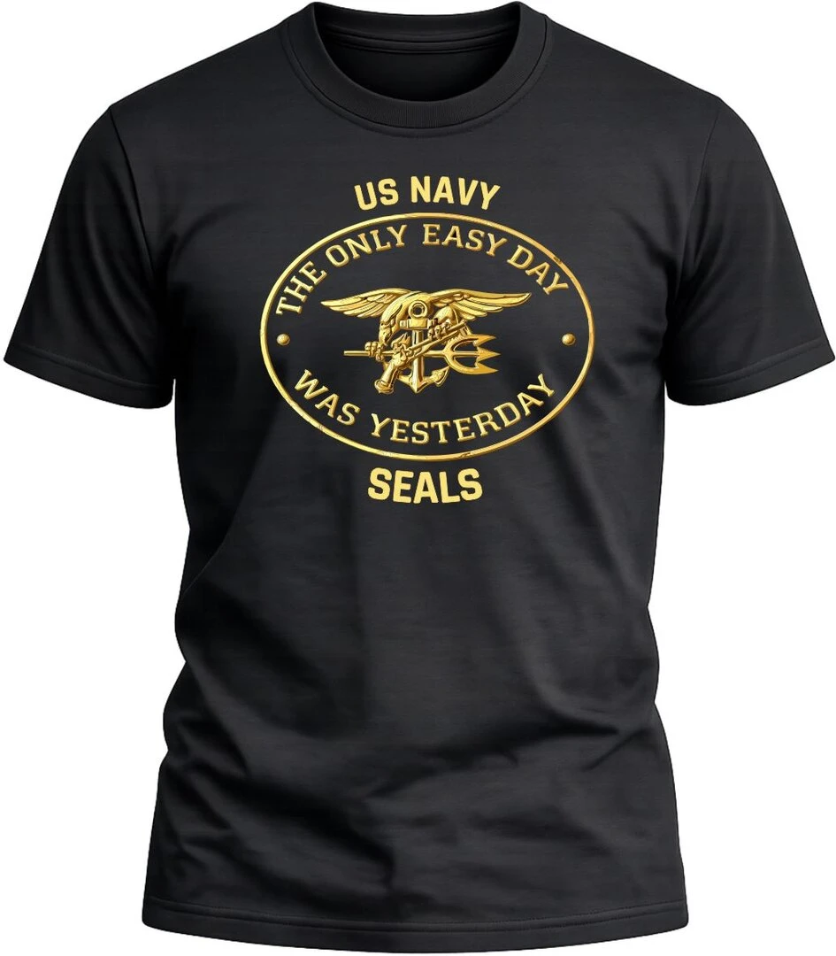 Camiseta Navy Seals color negro con diseño exclusivo y acabado premium. 