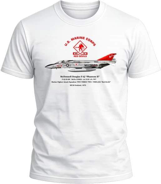 Camiseta Phantom Mcdonnell Douglas F-4J color blanco con diseño exclusivo y acabado premium. 