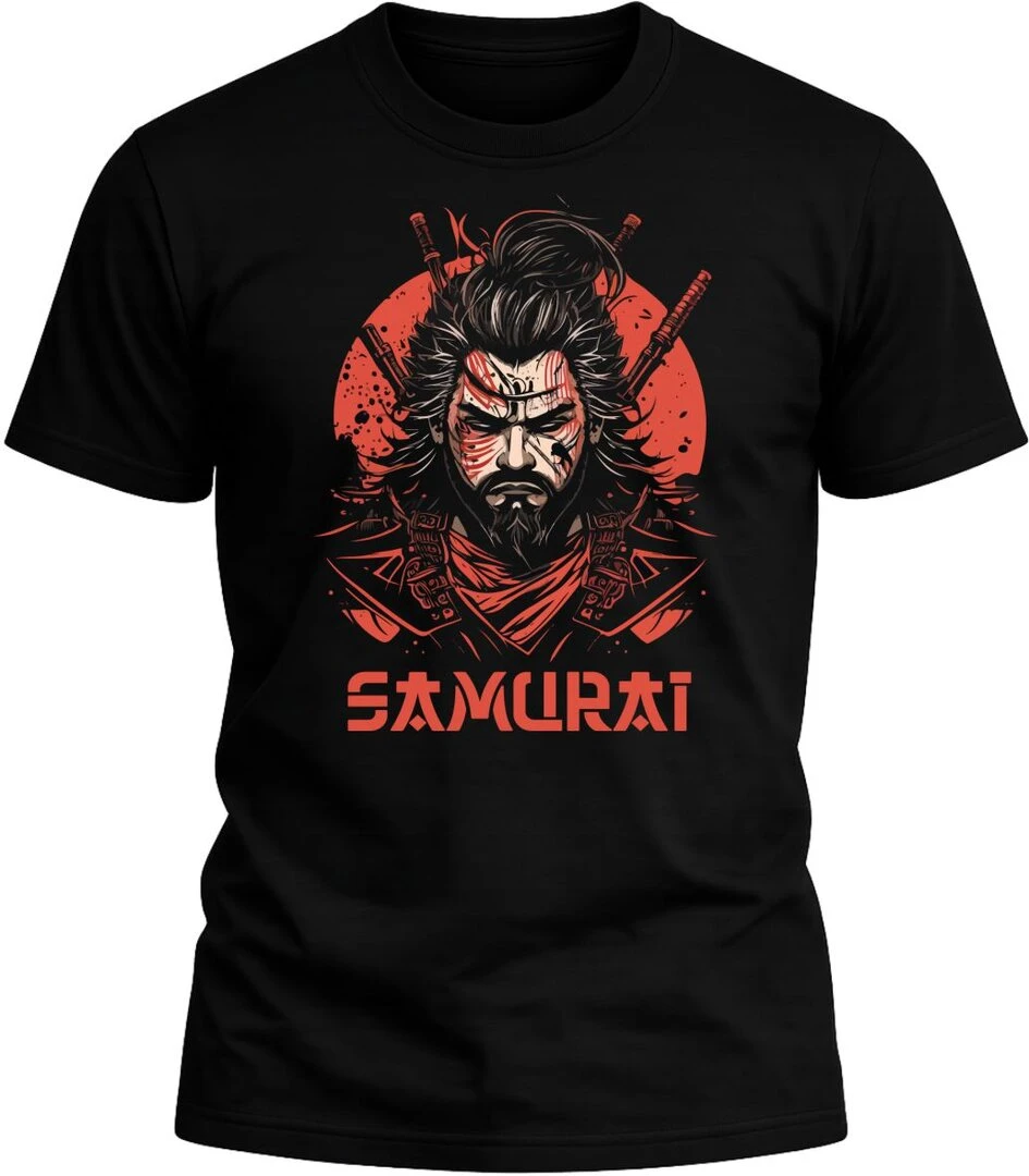 Camiseta Samurai color negro con diseño exclusivo y acabado premium.