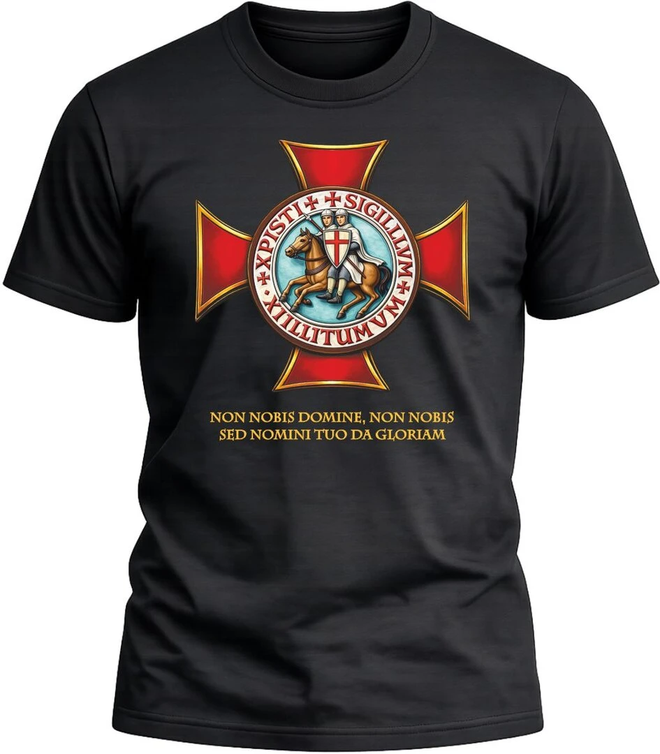 Camiseta Cruz Templaria color negro con diseño exclusivo y acabado premium. 