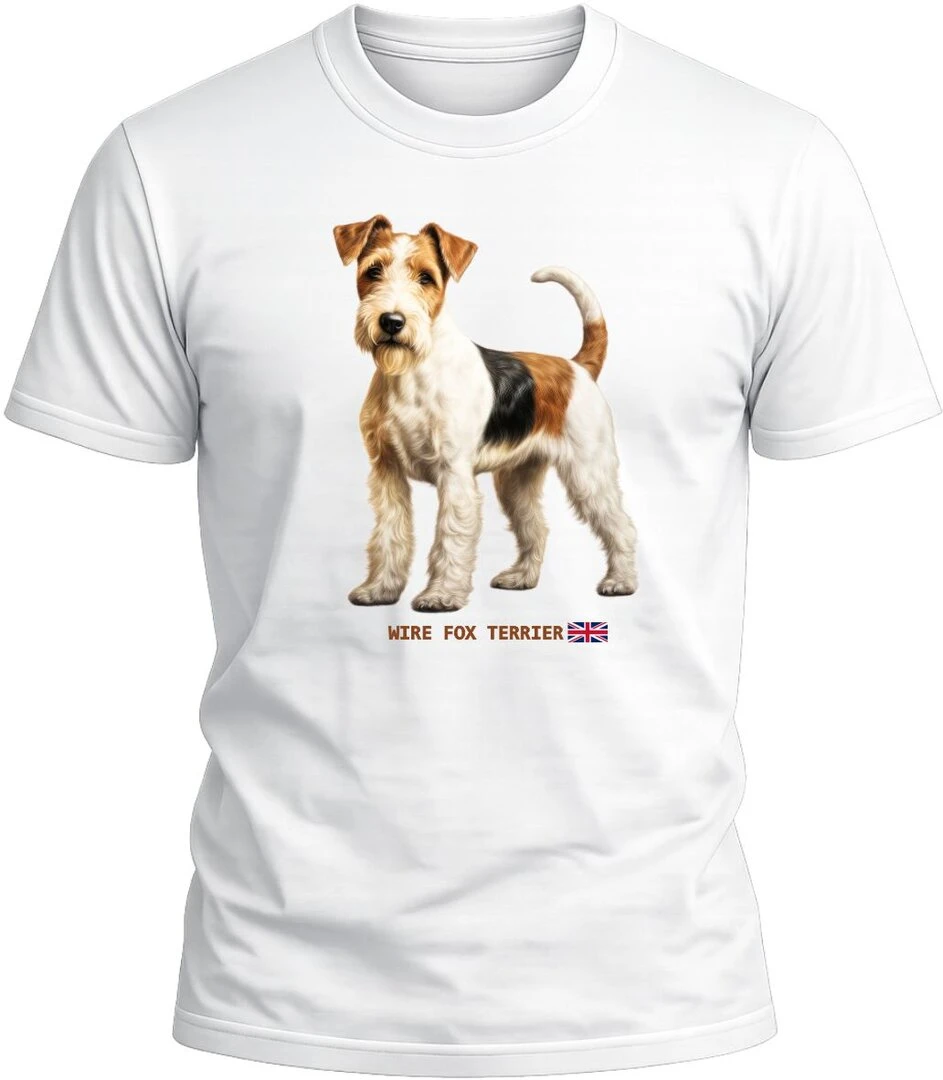 Camiseta Wire Fox Terrier color blanco con diseño exclusivo y acabado premium. 