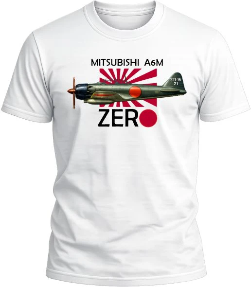 Camiseta Zero Mitsubishi A6M color blanco con diseño exclusivo y acabado premium. 